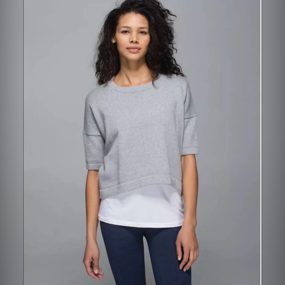 Lululemon Bhakti Reality Short Sleeve Heathered Medium Grey Boxy Fit M/L